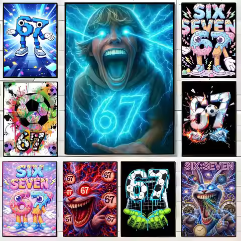 Number six seven Poster Wall Art Print Decorative Mural Home Decor Gift Unframed