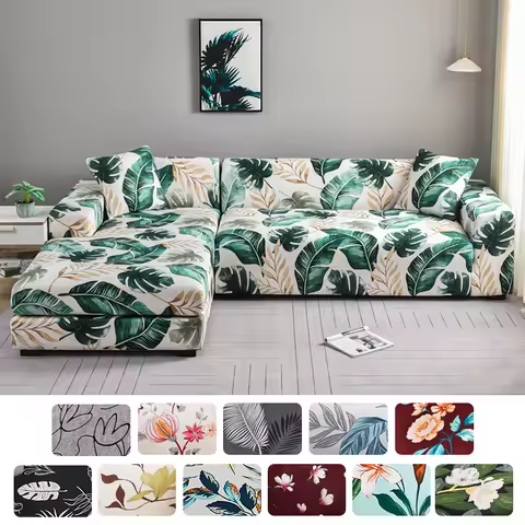 L Shape 2pcs Sofa Cover Elastic Spandex Stretch Sofa Covers Couch Cover for L-Shape Sofa Universal W