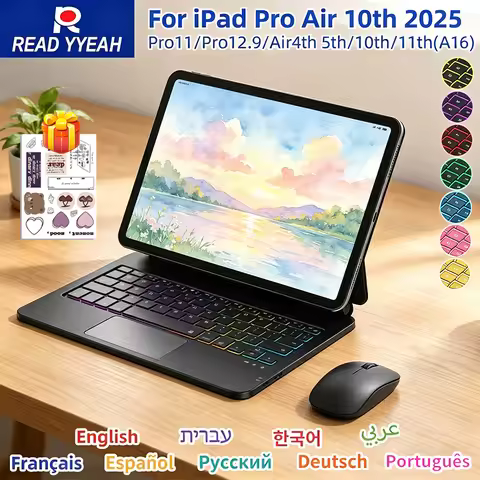 Magic Keyboard For iPad 11th 10th Gen Pro 11 12.9 13 Air 11 4 5 10.9 inch Smart Folio Case Backlight