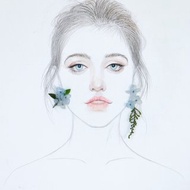 日本進口永生花/繡球花雪枝草耳環/925銀/無痛耳夾