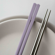 健康愉筷 台灣製 不鏽鋼筷一雙入 霧紫 (長款24.2cm)