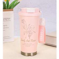 1pc 17oz/500ml Floral Stainless Steel Insulated Travel Coffee Mug, Keeps Hot Or Cold For Up To 12 Ho