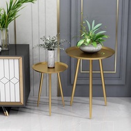 【Good_luck1】 Round Gold Table Home Decoration Placed Corner Vase