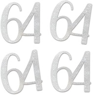 Silver Glitter 64 Cut-Out Numbers, 64th Birthday Party Anniversary Decorations DIY Essentials