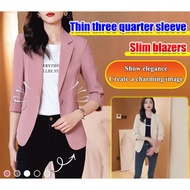 Women'S Short Blazer Thin Section Slim Petite Tops Thin Three Quarter Sleeve Slim Blazers