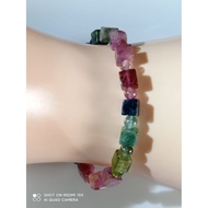 #B599-1 100% Natural Translucent Multicolored Tourmaline Bracelet H6.5m X L6.1m x W5.7m