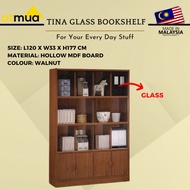 Atmua Furniture Champ Cabinet Glass Sliding Door Bookcase with 4 Door [Hollow MDF Board] Almari Buku Cermin Tahan Berat