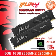 [Local Stock]Kingston Fury Beast RAM DDR4 4GB/8GB/16GB 2400/2666/3200/3600 MHz PC RAM PC4 DIMM Gamin