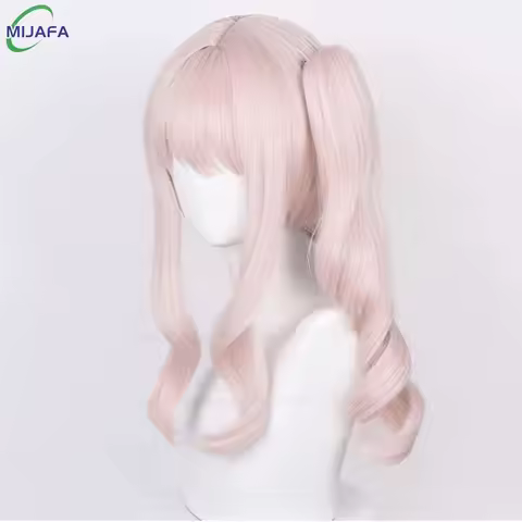 CyHigh Quality Akiyama Mizuki Cosplay Wig 45cm Long Light Pink Curly Scalp Heat Resistant Synthetic 