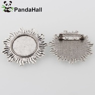 5pcs Vintage Alloy Sun Brooch Cabochon Bezel Settings Cadmium Free & Lead Free with Iron Pin Back Ba
