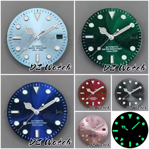 29mm Luminous Dial Grey Green Wine Red Ice Blue Sunberst Watch Dial Part For NH35 ETA PT5000 Miyota8