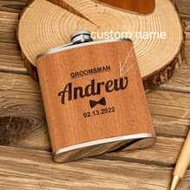 Engraved Flask, Monogrammed Flask, Leather Hip Flask, Flask For Groomsmen, Wedding Gift, Groomsmen G