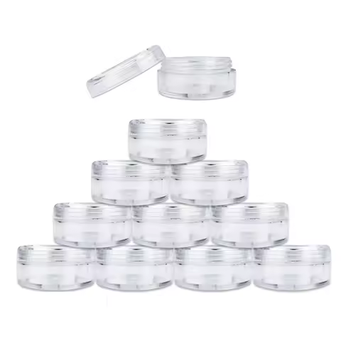 100pcs 2g 3g 5g 10g 15g 20g Empty Clear Round Jars For Cosmetic Lotion, Makeup Cream, Eye Shadow, Rh