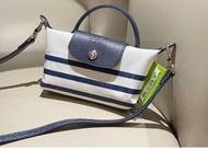 Longchamp 海軍藍條紋餃子包迷你托特包
