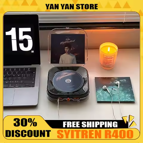 Syitren R400 Retro Wireless CD Player Portable Bluetooth Support Wired Connection No Built-in Horn W