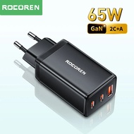 Rocoren 65W GaN PD Fast Charger 2 Type C 1 USB A QC 3.0 Quick Charger for 15 14 13 Pro Max iPad Pro Macbook Pro Samsung Xiaomi Huawei