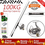 DAIWA Spinning reel fishing rod set barang mancing set combo box mancing full set joran pancing rod