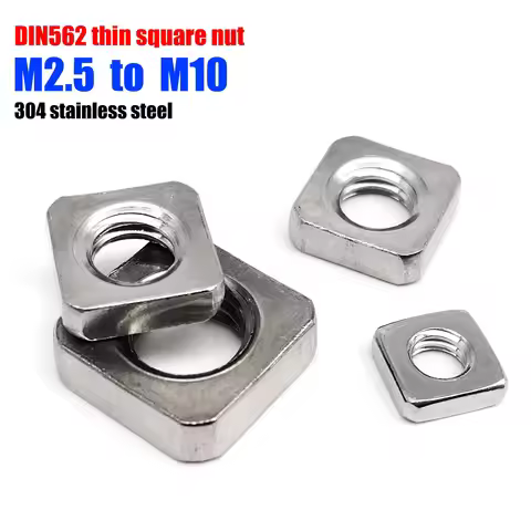 M2.5 M3 M4 M5 M6 M8 M10 DIN562 Thin Square Nut Wafer Foursquare Quadrate Nut 304 A2-70 Stainless Ste