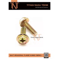 Yellow flange bolt M6 X 1.0 X 30 hex hexagonal screwdriver head + m6x30