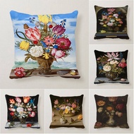45X45cm Bouquet of Flowers on a Ledge by Ambrosius Bosschaert Short plush material pillowcase soft c