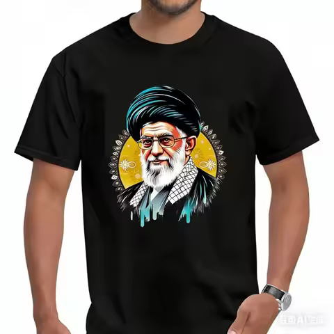 Ayatollah Khomeini Baju Kaos Distro Man T-shirt Tokoh Iran Ali Khamenei TopsAyatollah Supreme Leader