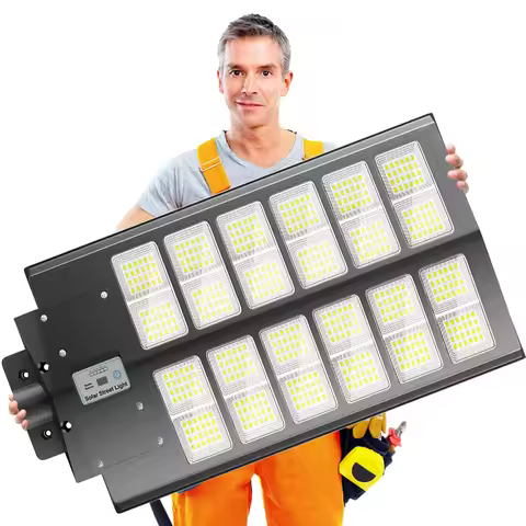 1-Pack 6000W Solar LED Flood Light, Solar Street Light with Motion Sensor & Remote Control, Dusk-to-