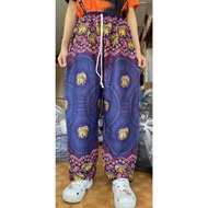 Elephant Pattern Long Pants Cuffed Legs Men/Women