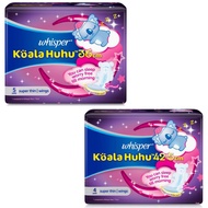 Whisper Koala Huhu Maximum Overnight Protection Wing 36cm (5s)/42.5cm (4s) Disposable Sanitary Pad T