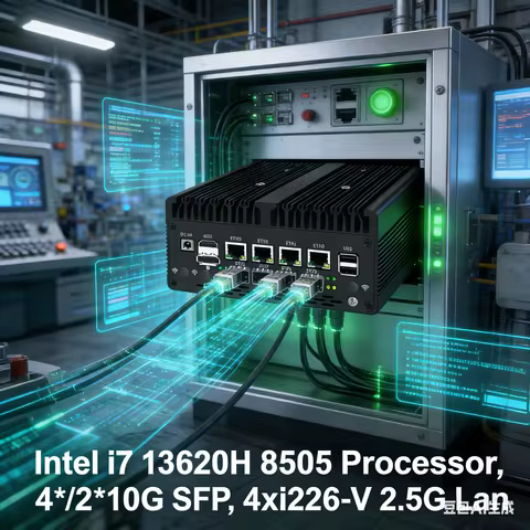 Firewall Micro Appliance Fanless Firewall Mini PC Intel i7 13620H 8505 4xi226-V 2.5G+4*/2*10G SFP VP