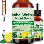 Cortisol Supplement Liquid Drops, 17-in-1 Cortisol Detox w. Magnesium Glycinate 400mg Ashwagandha, L
