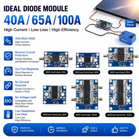 40A 65A 100A High-current Ideal Diode Module, Solar Charging Module with Reverse Connection Protecti
