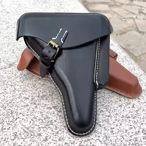 Souvenirs WWII GERMAN OFFICER LEATHER LUGER P08 P38 Black brown HARDSHELL HOLSTER choosable