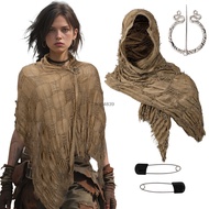 Medieval Cloak Renaissance Costume Cape Wrap Dune Wasteland Hooded Shawl With Viking Brooch Cowl Sca