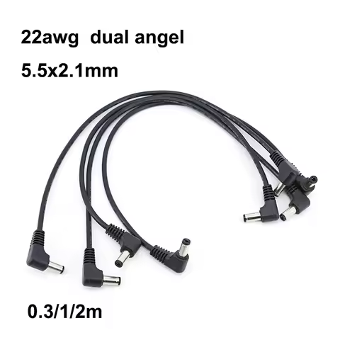 30cm 1m 2m DC male to male dual angel Power cable Plug L-shaped 5.5X2.1mm 5.5*2.1 90 Right Angle Jac