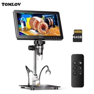 TOMLOV DM9 Max 10.1" HD IPS HDMI Digital Microscope 1500X 20MP Coin Microscopio Magnifier Soldering 