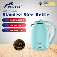 Pentec Stainless Steel Electric Kettle 1.7L / 1700ml JK-17a SIRIM