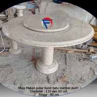 PUTIH White Marble Stone Swivel Round Dining Table