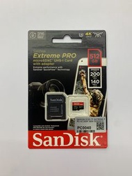Sandisk 512GB 全新原裝香港行貨記憶卡 Extreme Pro A2 4K UHD R:200MB W:140MB TF MicroSDXC Card SDSQXCD-512GB-GN6MA