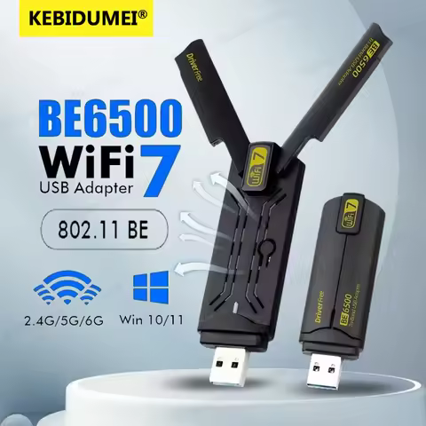 KEBIDUMEI WiFi 7 USB Adapter BE6500 2.4G/5G/6GHz Tri-band USB3.0 Wireless Network Card 6500/1800/900