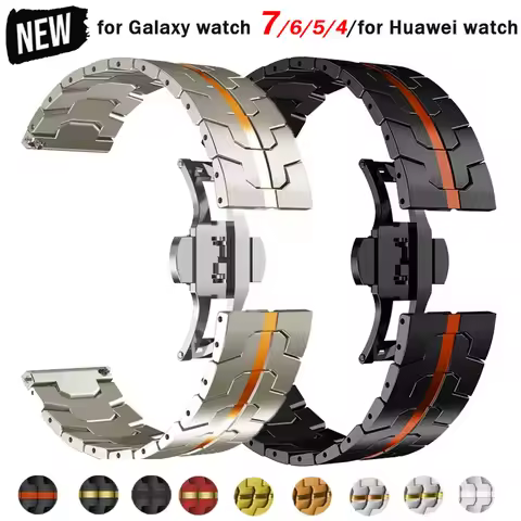 20 22mm Titanium Color Strap for Huawei Watch 4 Pro GT3 46mm for Galaxy Watch7 6 4 5Pro 45mm Gear S3