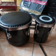 Black leather tabla wood drum without stand
