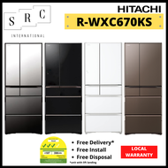 Hitachi R-WXC670KS Made in Japan - IoT Connected - K Series Inverter Refrigerator 525L (Gift: BORO Vacuum Container Set)
