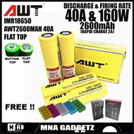 AWT IMR 18650 RECHARGEABLE BATTERY 2600MAH 40A FREE SMART CHARGER (READYSTOK) MNA GADGETZ