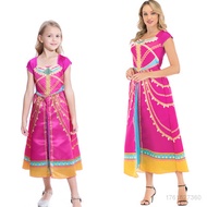 clu Disney Princess Similar Jasmine Dress Carnival Fuchsia Girl Cosplay Costume Kids Outfit Hallowee