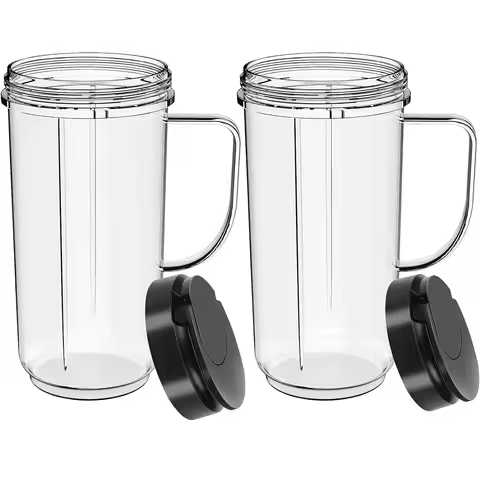 2PCS Tall 22oz Cup with Flip Top To-Go Lid with Handle Compatible with Magic Bullet 250W MB1001 Blen