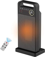 Portable Electric Heater, 2000w Power, 3 Stage Wind Speed, Timer Function, Lcd Touch Screen Remote C