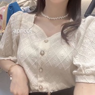 2022 Summer New Style Lace Jacquard Hollow Women's Top T-Shirt Korean Version Fashion All-Match Loose Slimmer Look Top