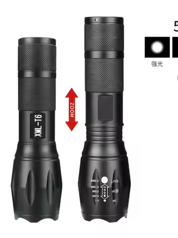 Telescopic zoom glare aluminum flashlight waterproof outdoor fun run cycling patrol flashlight.