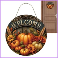 Fall Wooden Door Sign Rustic Craft Wall Art Decoration Pumpkin Wooden Sign for Autumn Harvest Thanks