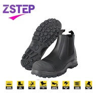 《819》ZSTEP Brand Smooth Leather Steel Toe Elastic Slip On Safety Boots